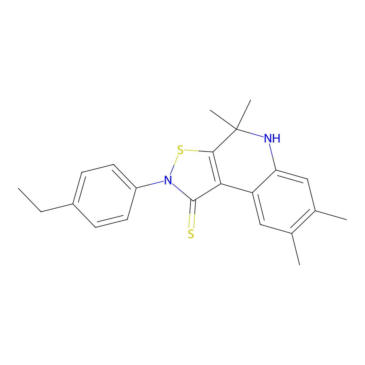 2-(4-ethylphenyl)-4,4,7,8-tetramethyl-4,5-dihydroisothiazolo[5,4-c]quinoline-1(2H)-thione molecular structure, CAS 331944-44-6