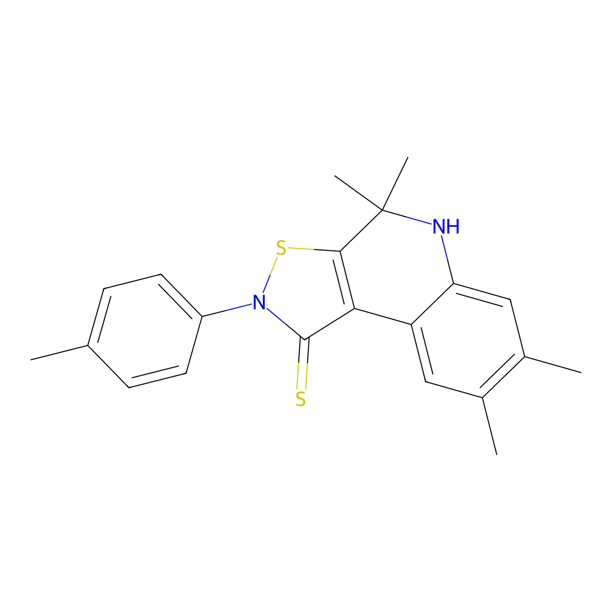 4,4,7,8-tetramethyl-2-(4-methylphenyl)-5H-[1,2]thiazolo[5,4-c]quinoline-1-thione molecular structure, CAS 331944-55-9