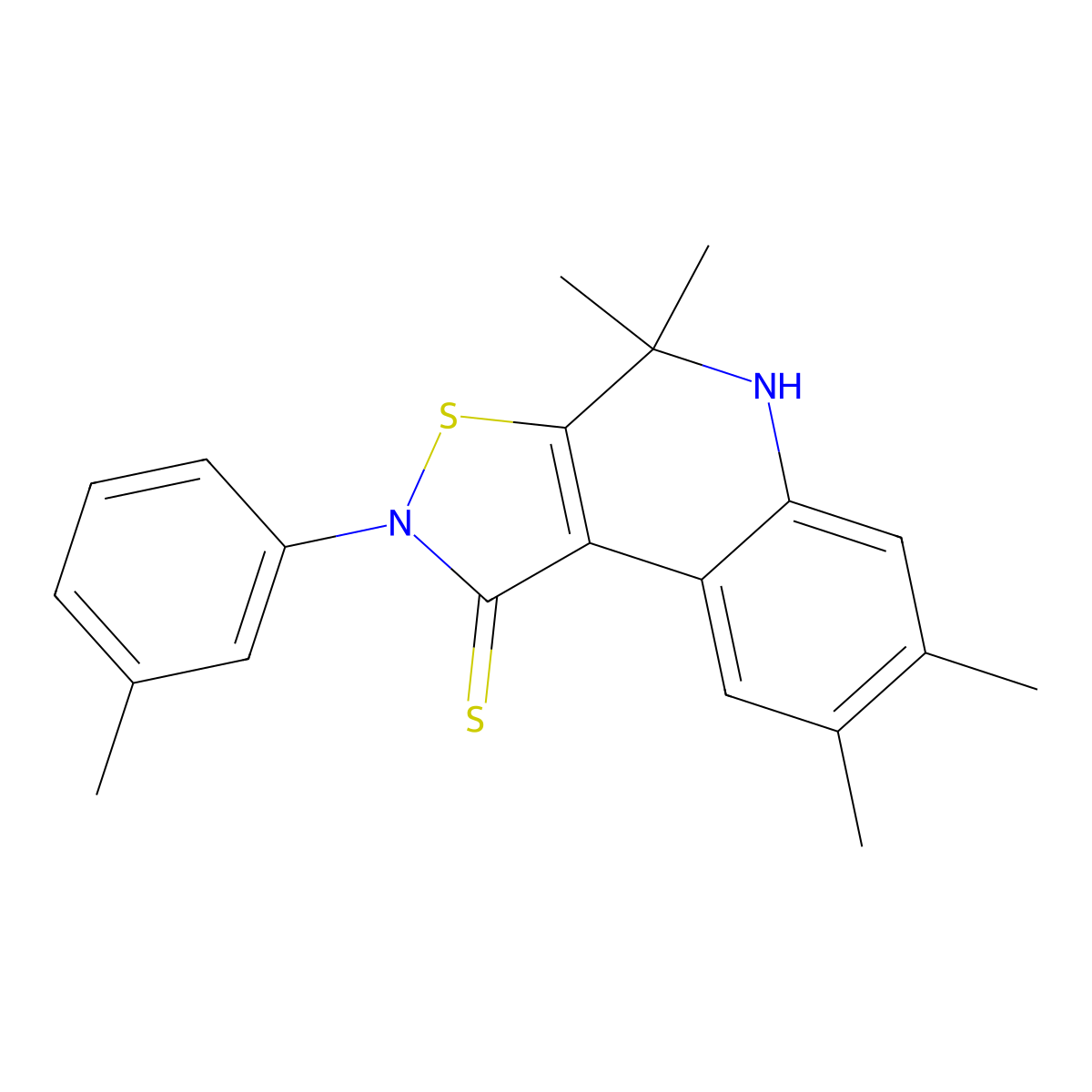 4,4,7,8-tetramethyl-2-(3-methylphenyl)-5H-[1,2]thiazolo[5,4-c]quinoline-1-thione molecular structure, CAS 331944-56-0