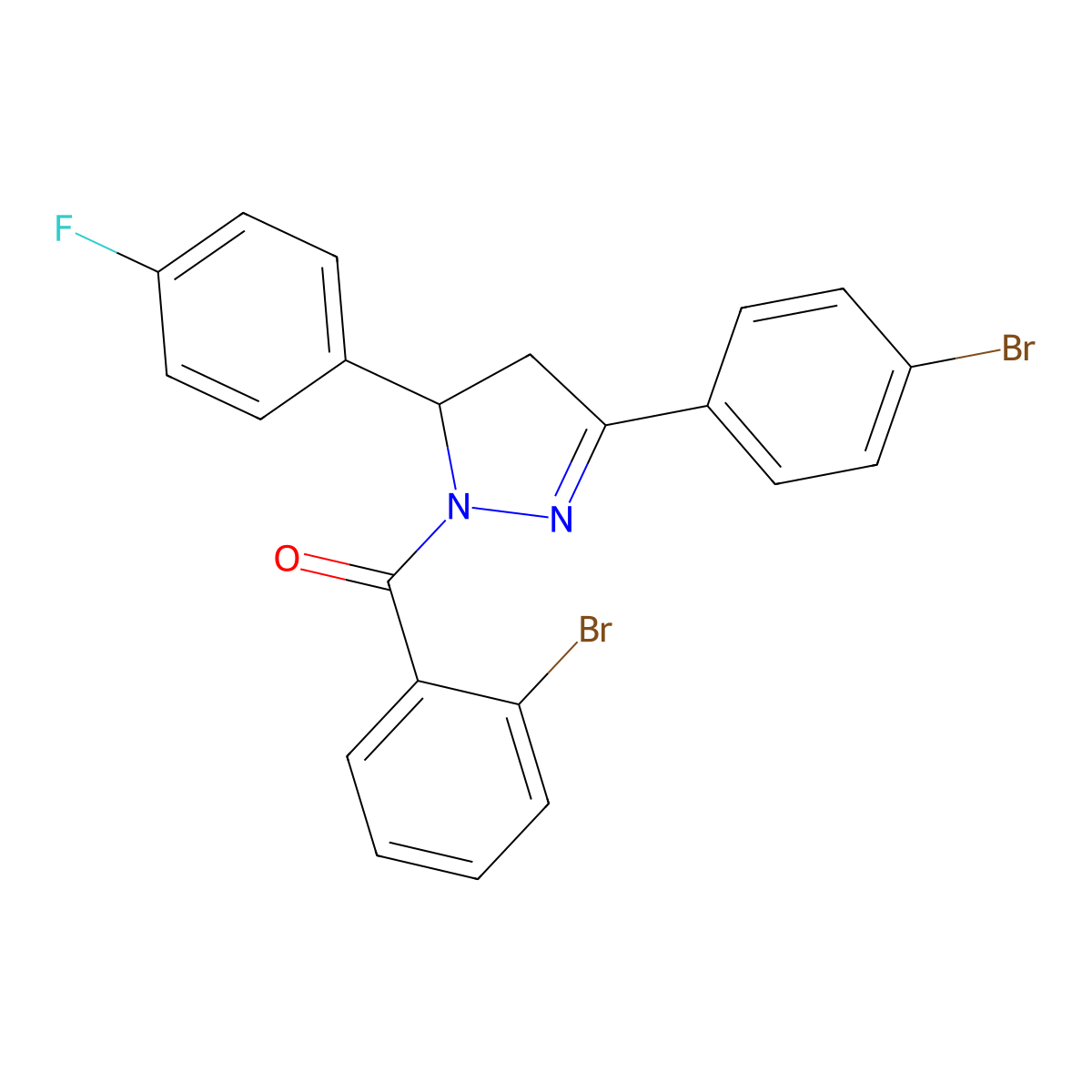(2-bromophenyl)(3-(4-bromophenyl)-5-(4-fluorophenyl)-4,5-dihydro-1H-pyrazol-1-yl)methanone molecular structure, CAS 331944-74-2