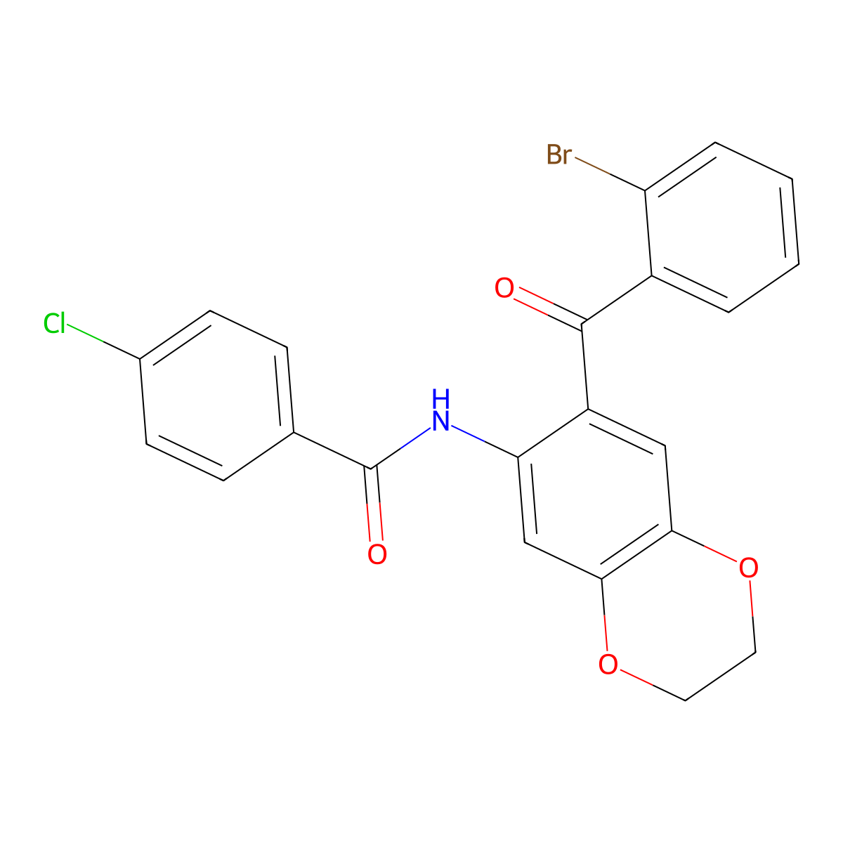 N-{7-[(2-bromophenyl)carbonyl]-2,3-dihydro-1,4-benzodioxin-6-yl}-4-chlorobenzamide molecular structure, CAS 331947-17-2
