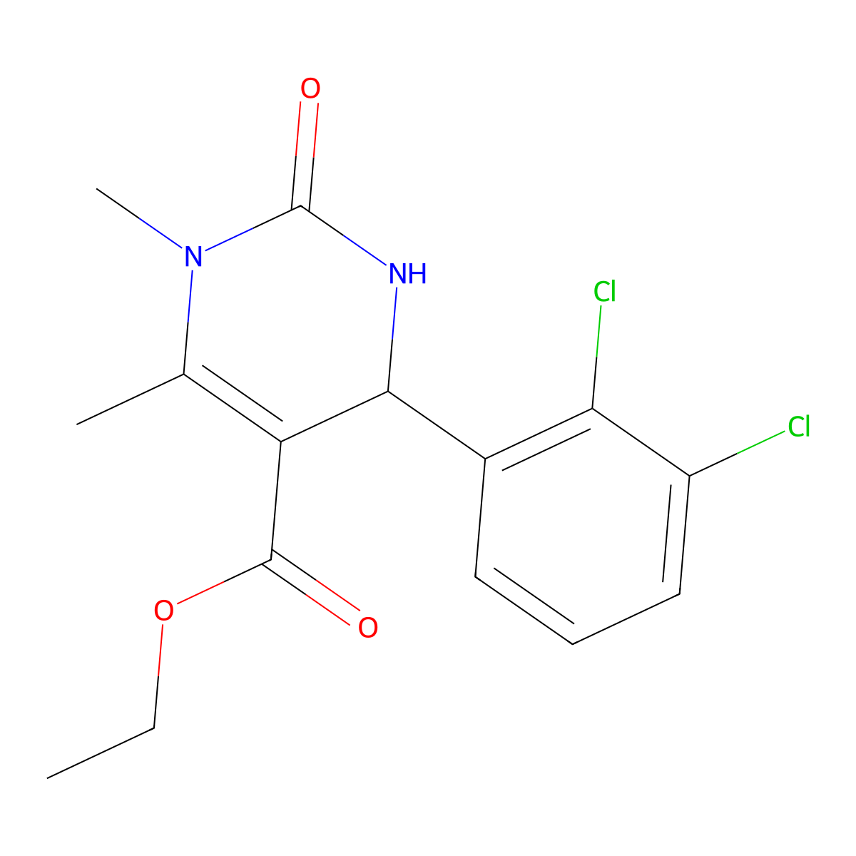 Ethyl 6-(2,3-dichlorophenyl)-3,4-dimethyl-2-oxo-1,6-dihydropyrimidine-5-carboxylate molecular structure, CAS 331947-65-0