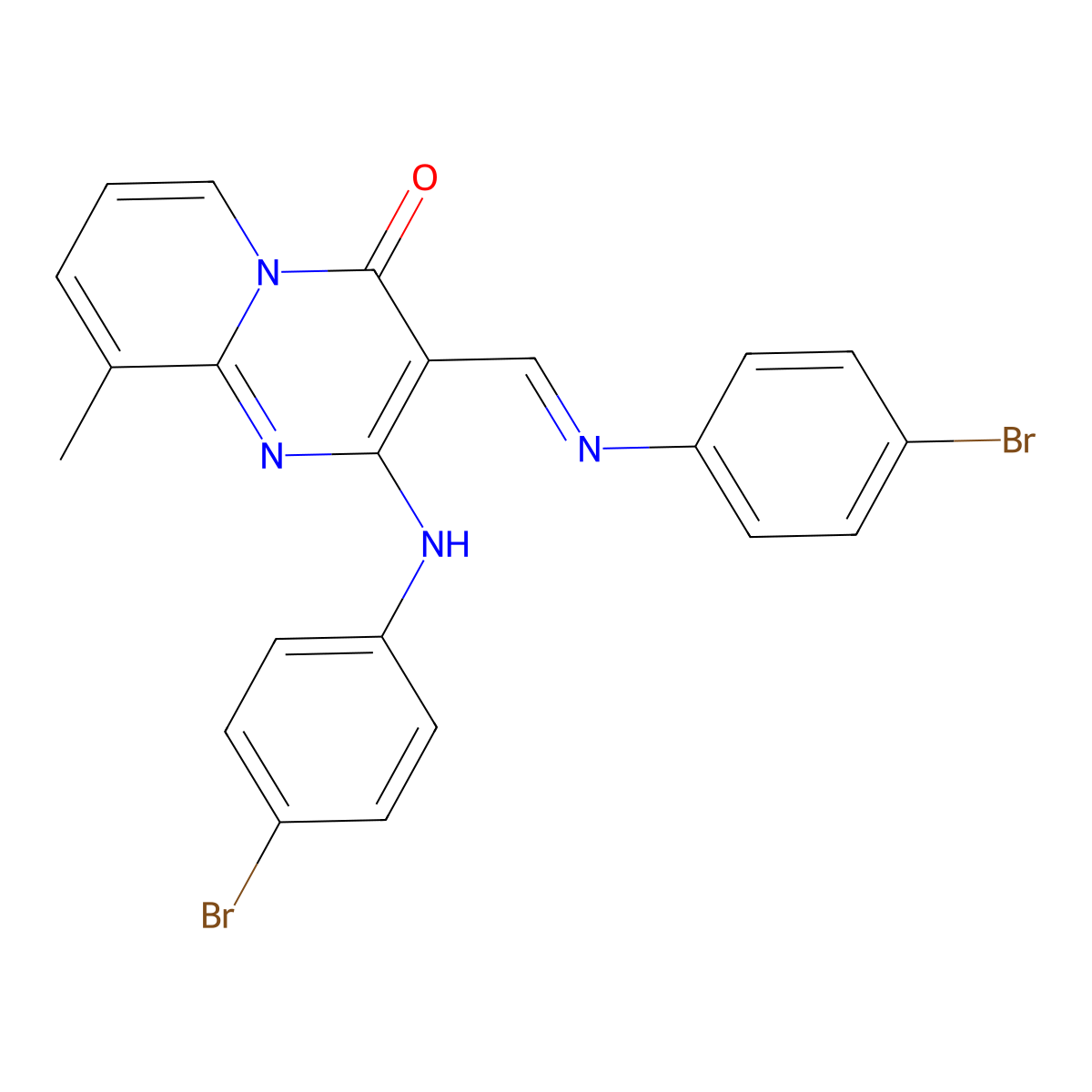 2-[(4-bromophenyl)amino]-3-{(E)-[(4-bromophenyl)imino]methyl}-9-methyl-4H-pyrido[1,2-a]pyrimidin-4-one molecular structure, CAS 331948-19-7