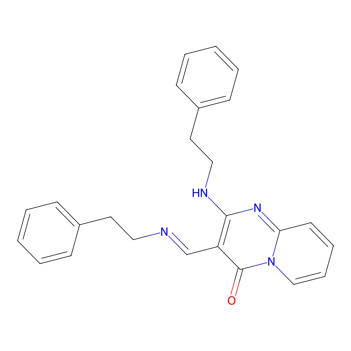 2-Phenethylamino-3-(phenethylimino-methyl)-pyrido[1,2-a]pyrimidin-4-one molecular structure, CAS 331948-24-4