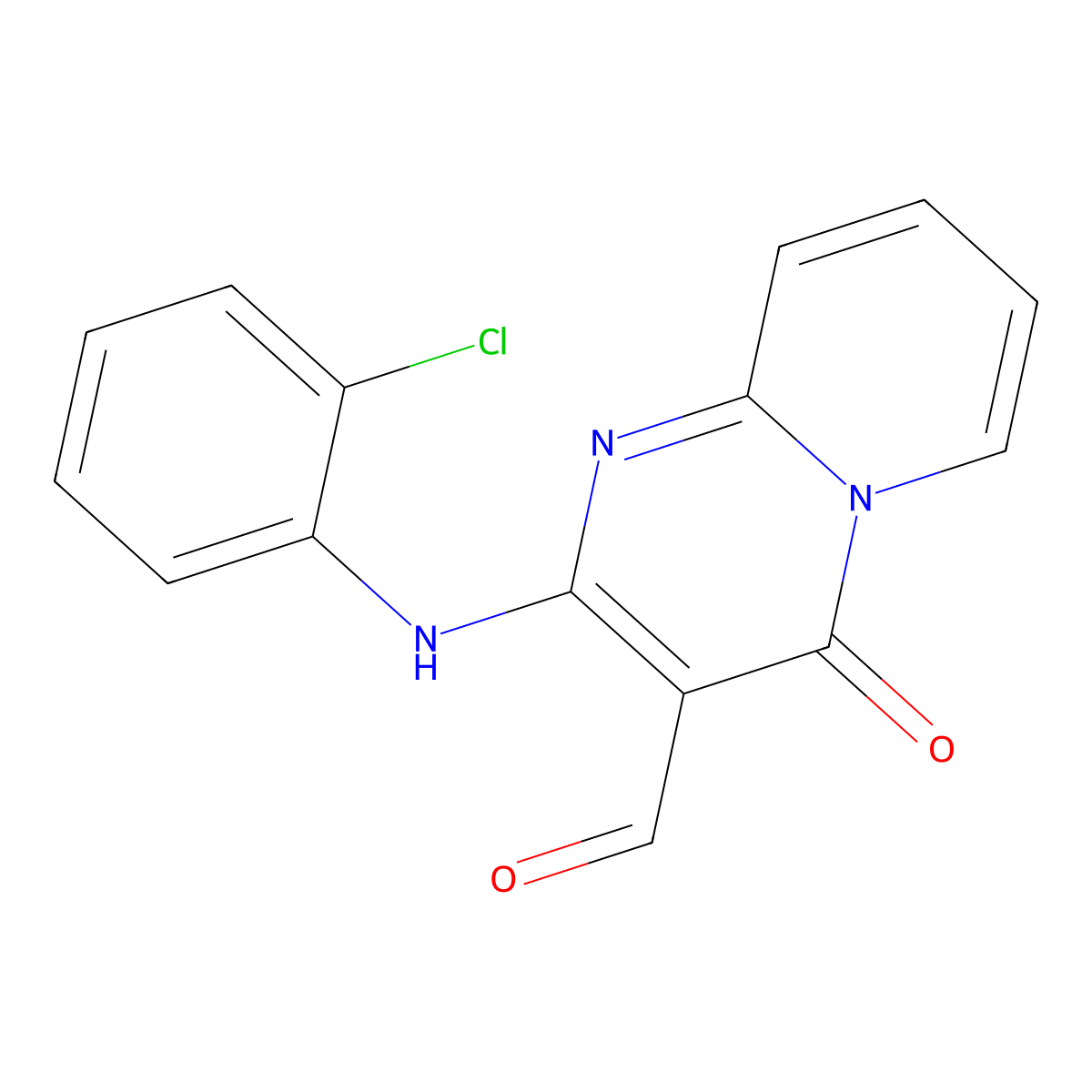 2-((2-Chlorophenyl)amino)-4-oxo-4H-pyrido(1,2-a)pyrimidine-3-carboxaldehyde molecular structure, CAS 331948-26-6