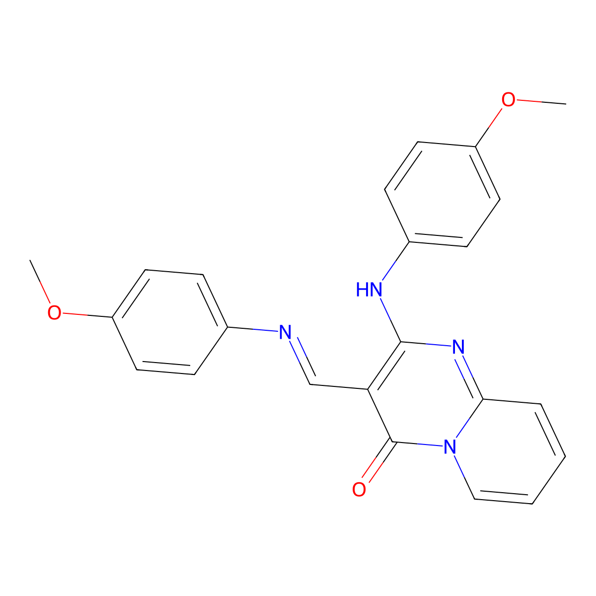 2-[(4-methoxyphenyl)amino]-3-{(E)-[(4-methoxyphenyl)imino]methyl}-4H-pyrido[1,2-a]pyrimidin-4-one molecular structure, CAS 331948-28-8