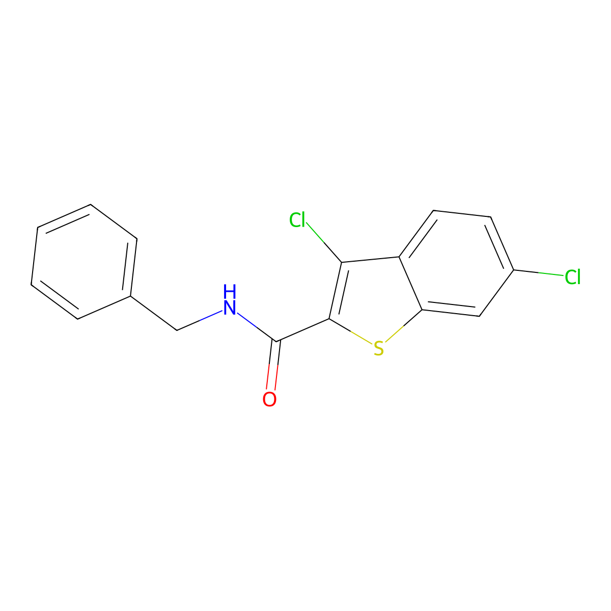 N-benzyl-3,6-dichloro-1-benzothiophene-2-carboxamide molecular structure, CAS 331948-46-0