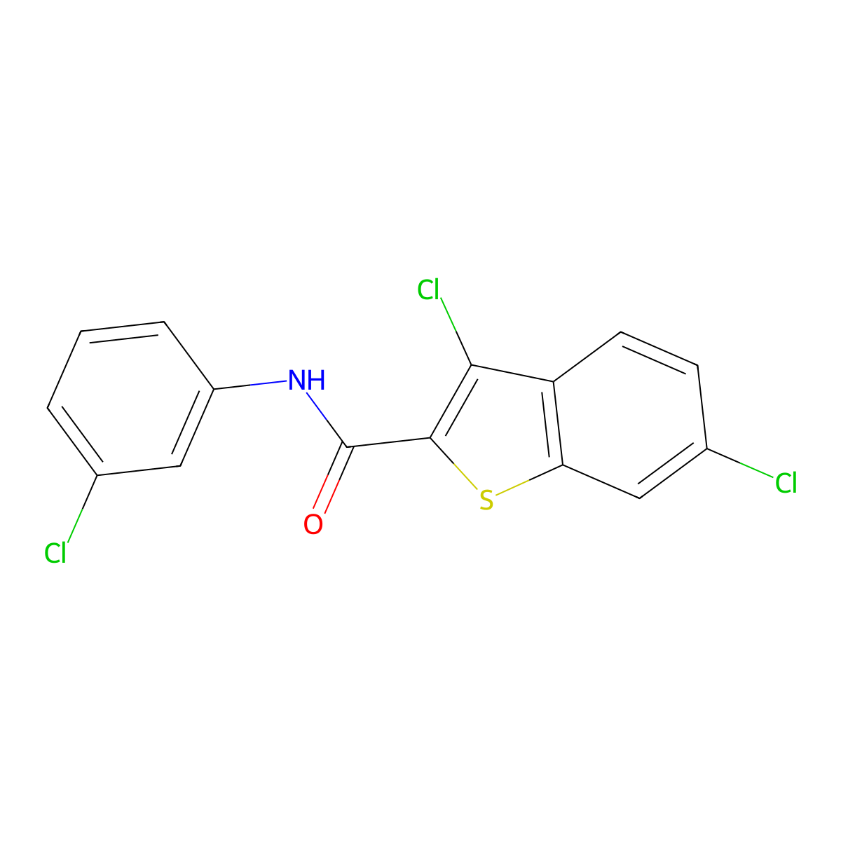 3,6-dichloro-N-(3-chlorophenyl)-1-benzothiophene-2-carboxamide molecular structure, CAS 331948-53-9