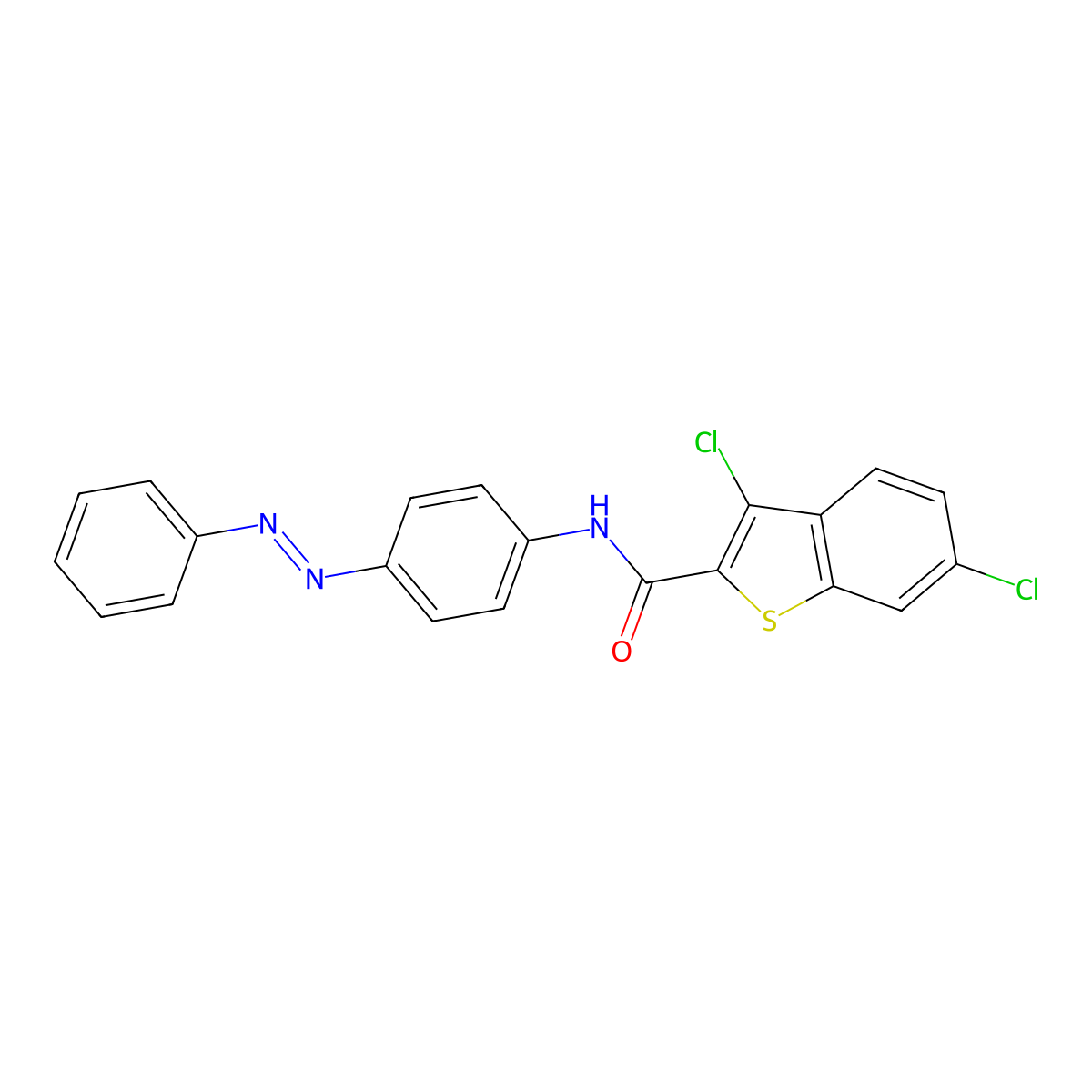 3,6-Dichloro-N-(4-(phenyldiazenyl)phenyl)-1-benzothiophene-2-carboxamide molecular structure, CAS 331948-58-4