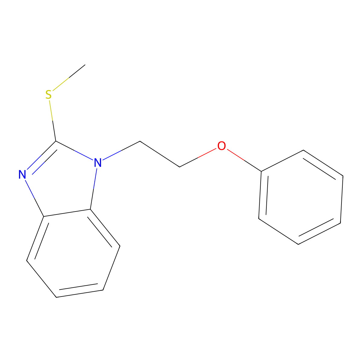 2-Methylsulfanyl-1-(2-phenoxyethyl)benzimidazole molecular structure, CAS 331948-77-7