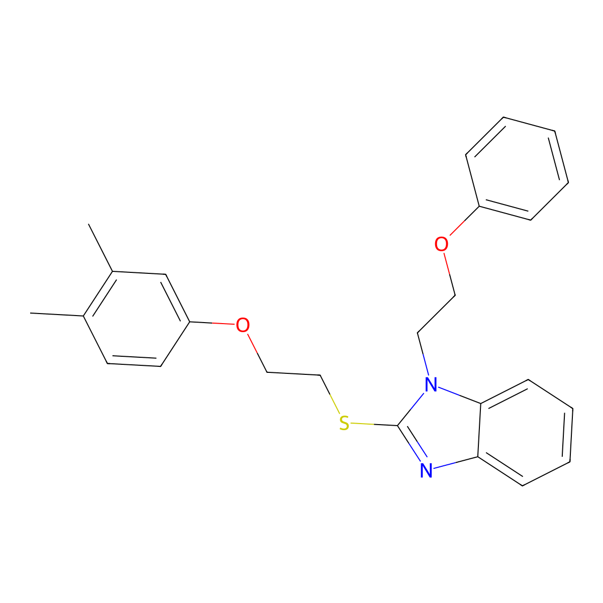 2-[2-(3,4-Dimethylphenoxy)ethylsulfanyl]-1-(2-phenoxyethyl)benzimidazole molecular structure, CAS 331948-78-8