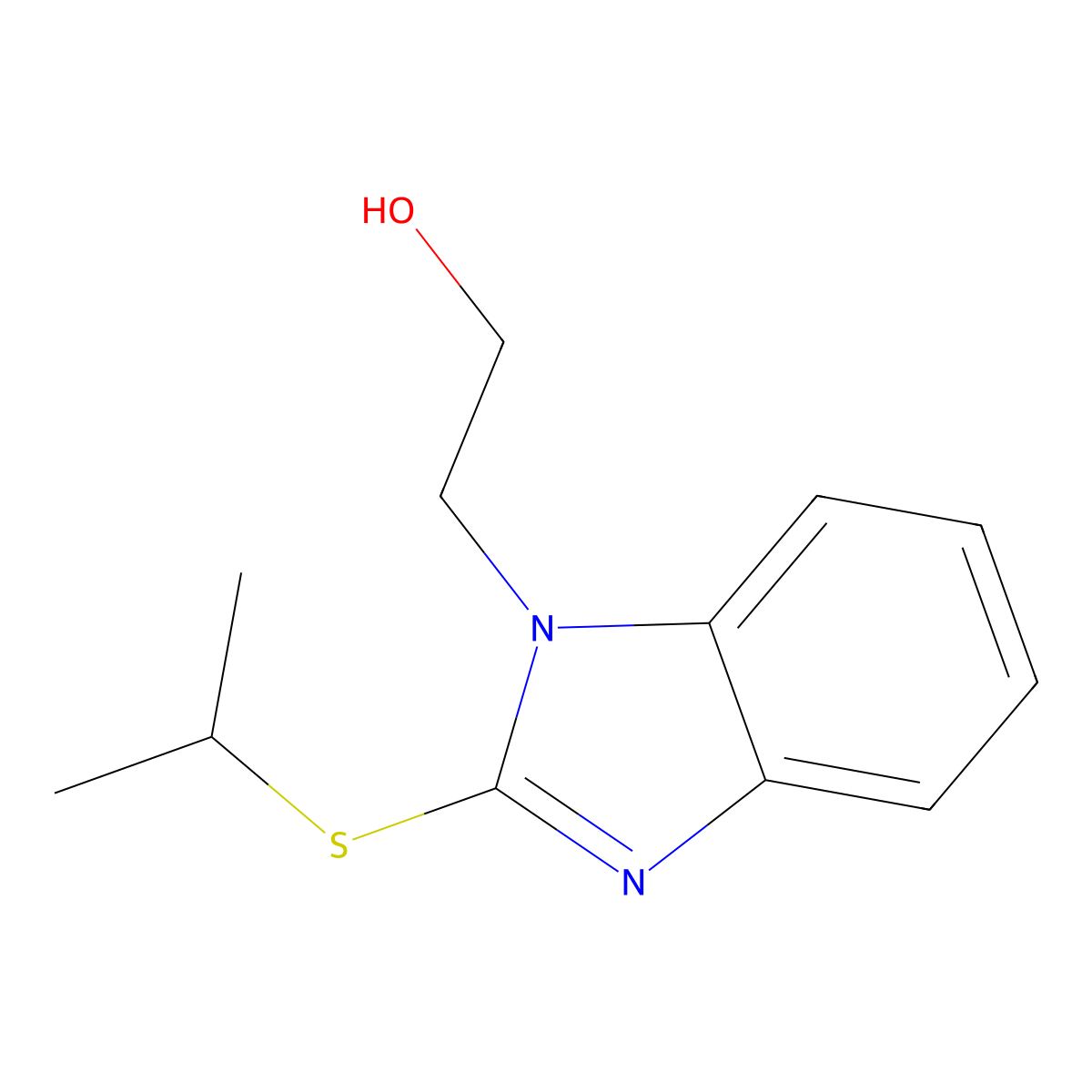 2-(2-Propan-2-ylsulfanylbenzimidazol-1-yl)ethanol molecular structure, CAS 331948-87-9
