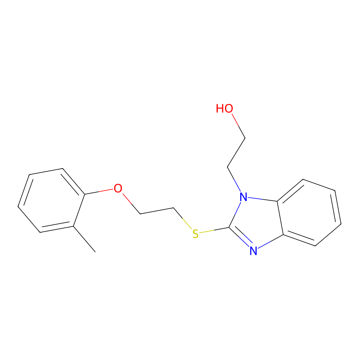 2-[2-[2-(2-Methylphenoxy)ethylsulfanyl]benzimidazol-1-yl]ethanol molecular structure, CAS 331948-90-4