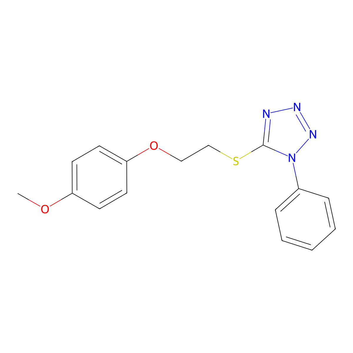 5-[2-(4-Methoxyphenoxy)ethylsulfanyl]-1-phenyltetrazole molecular structure, CAS 331948-91-5