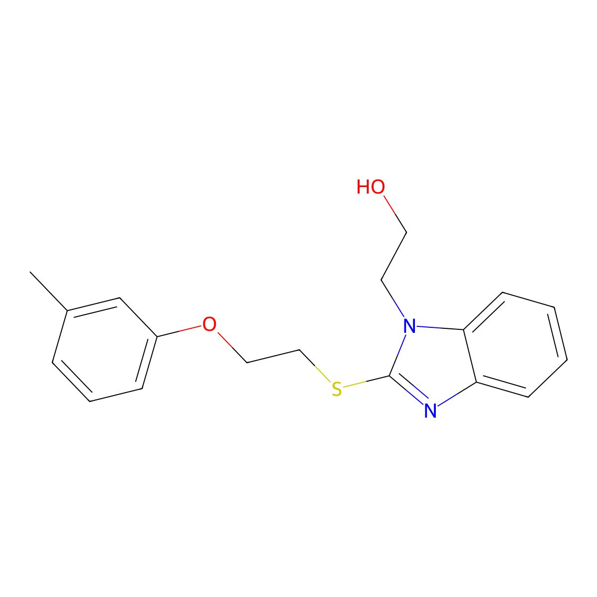 2-[2-[2-(3-Methylphenoxy)ethylsulfanyl]benzimidazol-1-yl]ethanol molecular structure, CAS 331948-93-7