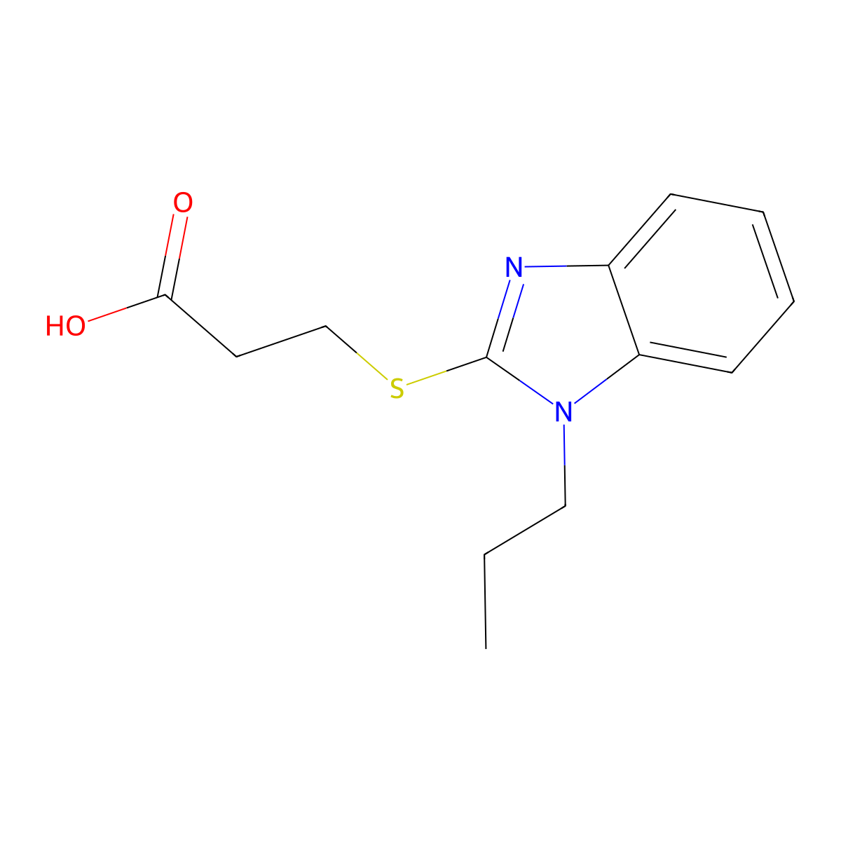 3-[(1-propyl-1H-benzimidazol-2-yl)sulfanyl]propanoic acid molecular structure, CAS 331948-94-8
