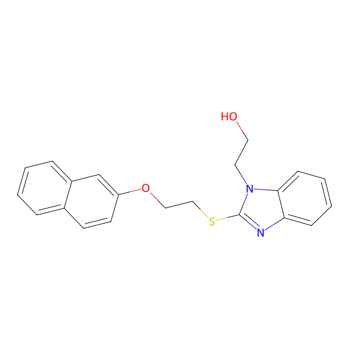 2-[2-(2-Naphthalen-2-yloxyethylsulfanyl)benzimidazol-1-yl]ethanol molecular structure, CAS 331948-95-9