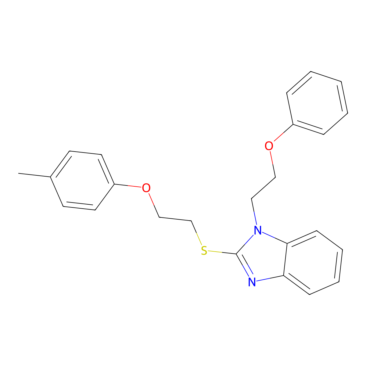2-[2-(4-Methylphenoxy)ethylsulfanyl]-1-(2-phenoxyethyl)benzimidazole molecular structure, CAS 331948-98-2