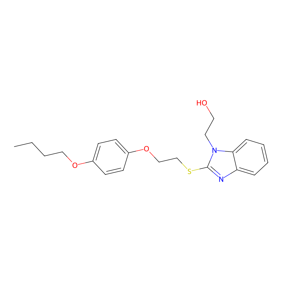 2-[2-[2-(4-Butoxyphenoxy)ethylsulfanyl]benzimidazol-1-yl]ethanol molecular structure, CAS 331949-00-9