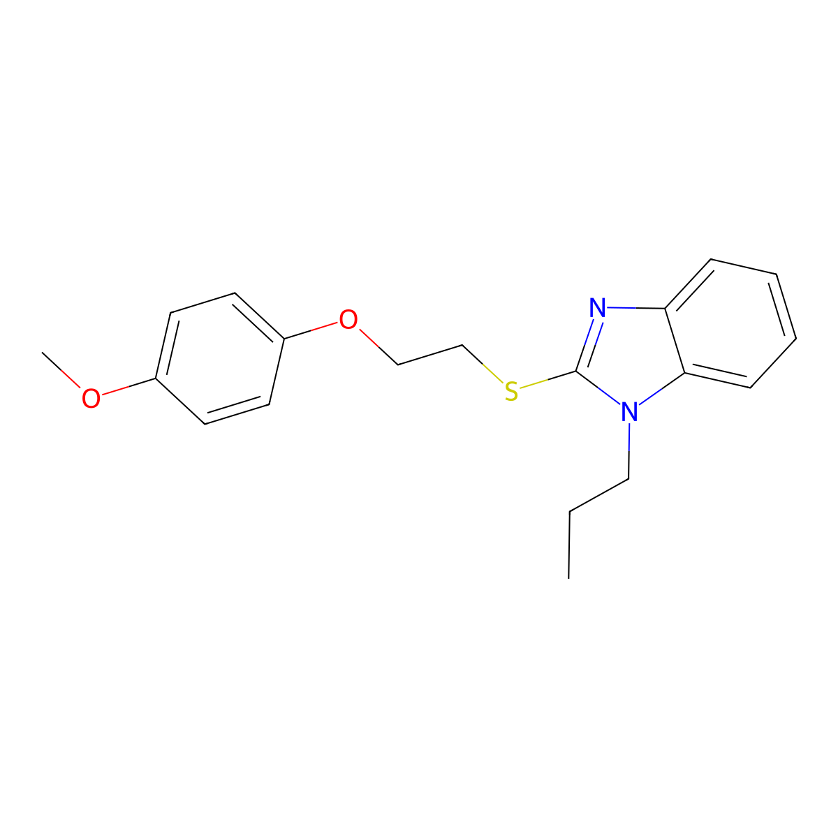 2-[2-(4-Methoxyphenoxy)ethylsulfanyl]-1-propylbenzimidazole molecular structure, CAS 331949-01-0