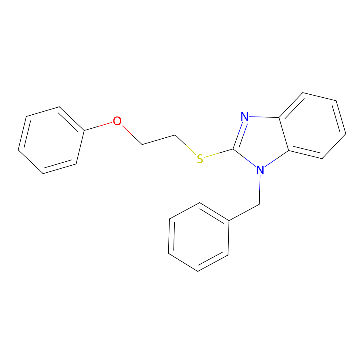 1-Benzyl-2-(2-phenoxyethylsulfanyl)benzimidazole molecular structure, CAS 331949-02-1