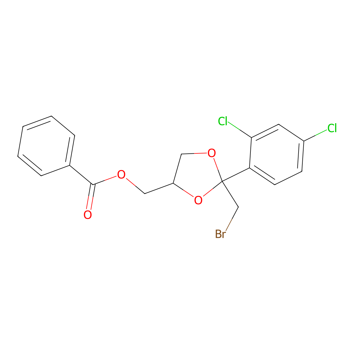 [2-(Bromomethyl)-2-(2,4-dichlorophenyl)-1,3-dioxolan-4-yl]methyl benzoate molecular structure, CAS 331949-30-5
