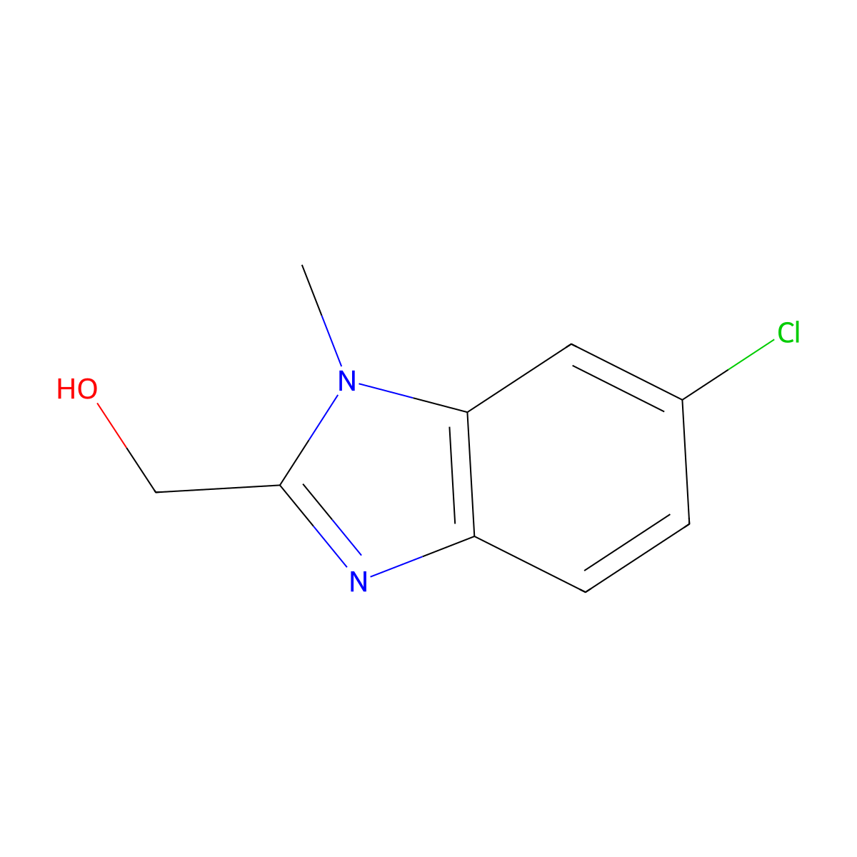 (6-Chloro-1-methyl-1H-benzo[d]imidazol-2-yl)methanol molecular structure, CAS 331949-55-4