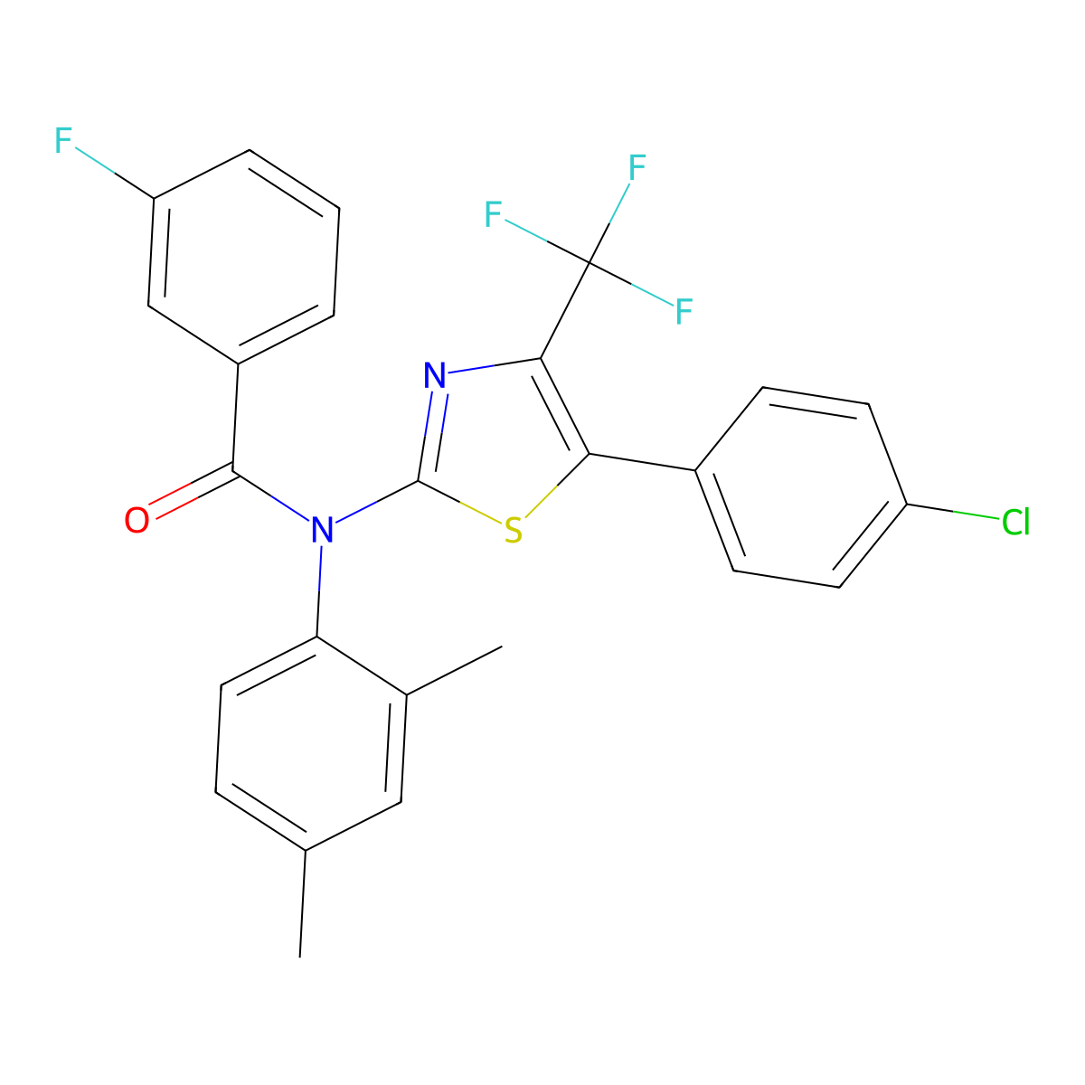 N-[5-(4-chlorophenyl)-4-(trifluoromethyl)-1,3-thiazol-2-yl]-N-(2,4-dimethylphenyl)-3-fluorobenzamide molecular structure, CAS 331950-45-9