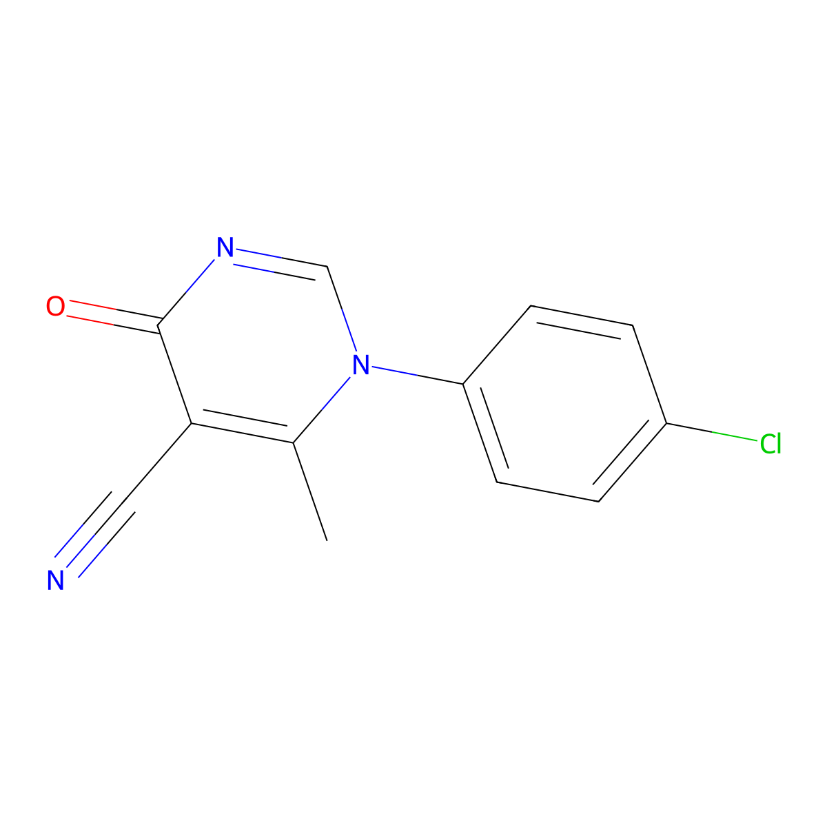 1-(4-Chlorophenyl)-6-methyl-4-oxo-1,4-dihydropyrimidine-5-carbonitrile molecular structure, CAS 331951-03-2