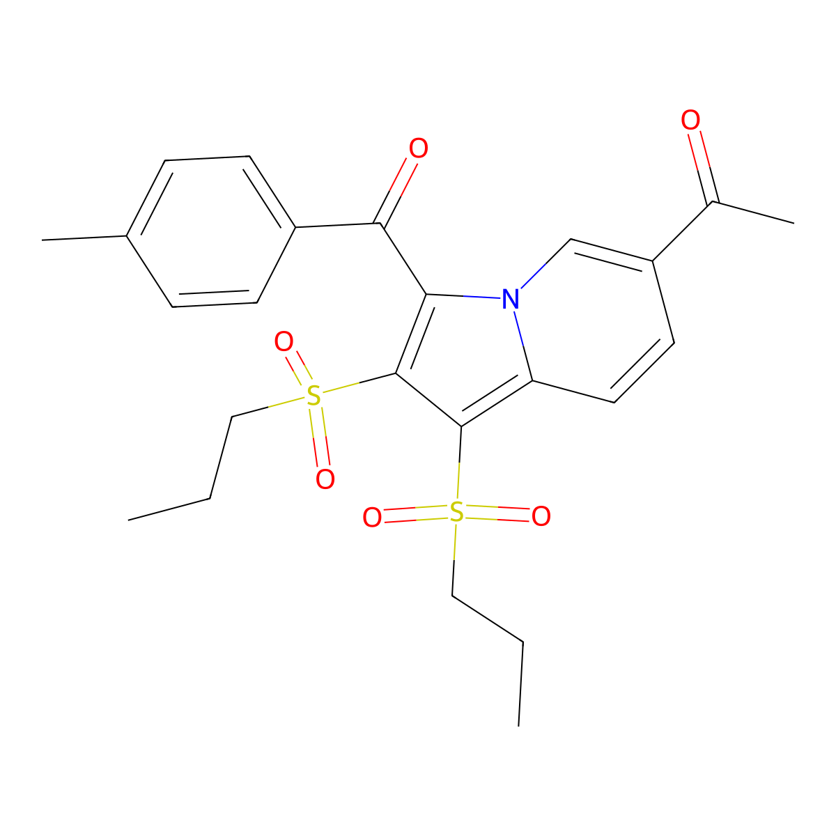 1-[3-(4-Methylbenzoyl)-1,2-bis(propylsulfonyl)indolizin-6-yl]ethanone molecular structure, CAS 331956-76-4