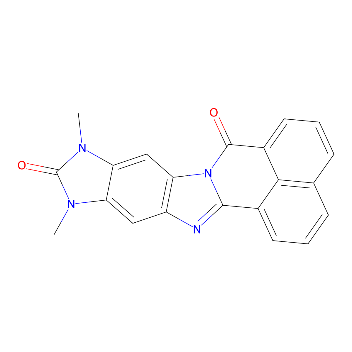 10,12-Dimethyl-10,12-dihydro-7H,11H-benzo[de]imidazo[4',5':5,6]benzimidazo[2,1-a]isoquinoline-7,11-dione molecular structure, CAS 331957-35-8