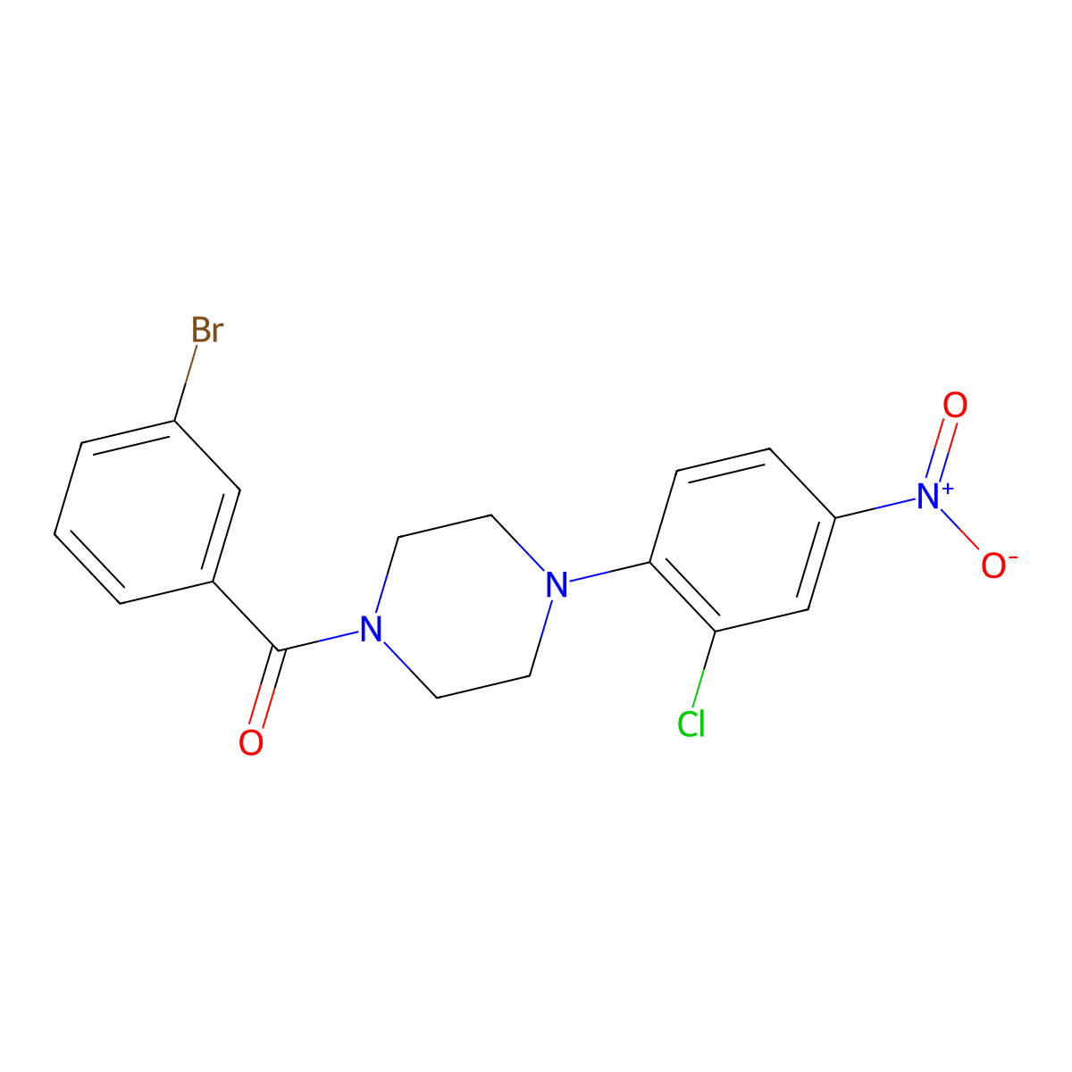 (3-Bromophenyl)-[4-(2-chloro-4-nitrophenyl)piperazin-1-yl]methanone molecular structure, CAS 331957-68-7