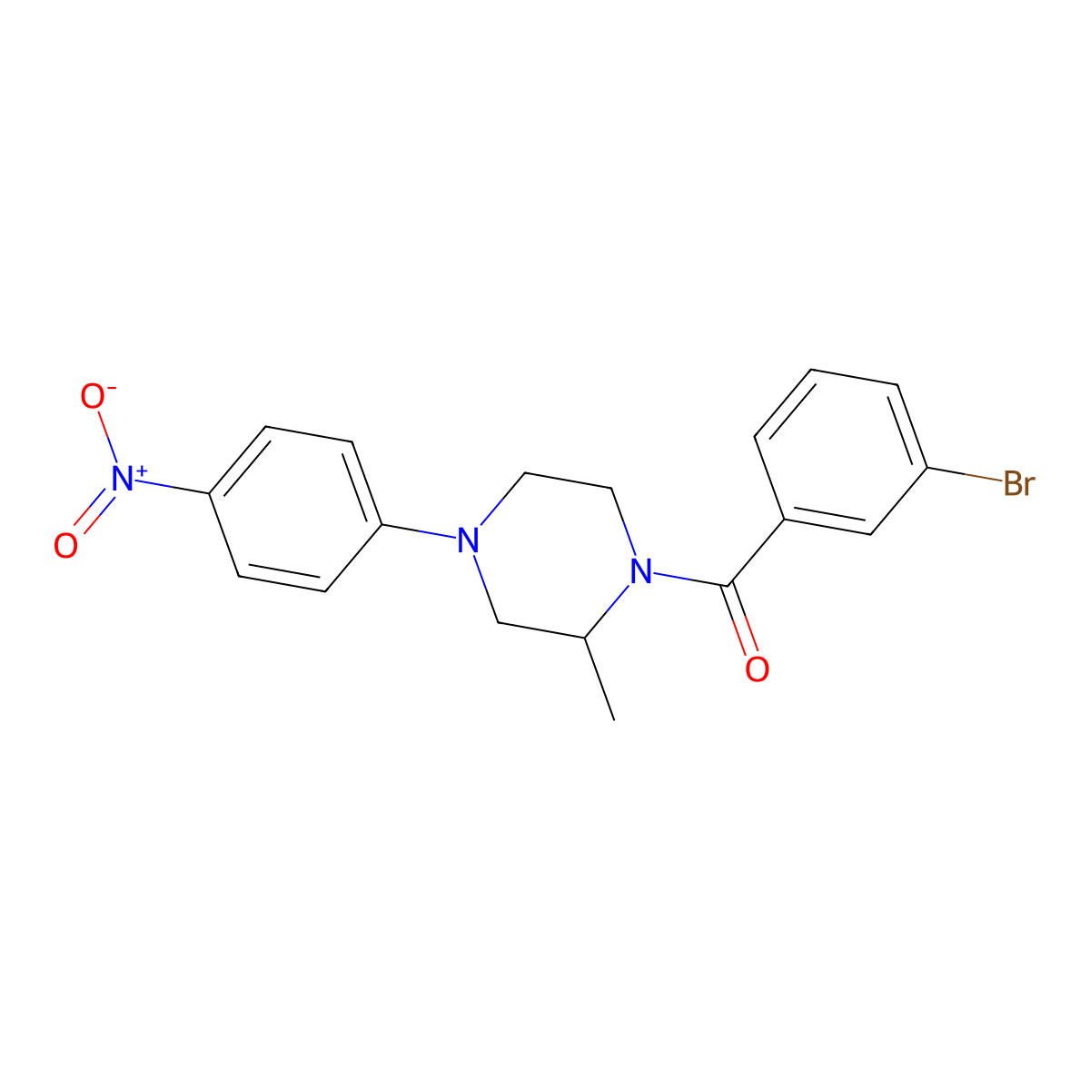 (3-Bromophenyl)[2-methyl-4-(4-nitrophenyl)piperazin-1-yl]methanone molecular structure, CAS 331957-71-2