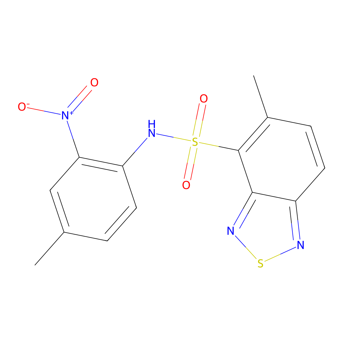 N-{2-nitro-4-methylphenyl}-5-methyl-2,1,3-benzothiadiazole-4-sulfonamide molecular structure, CAS 331957-80-3