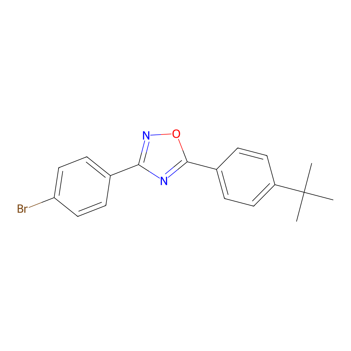 3-(4-Bromophenyl)-5-(4-tert-butylphenyl)-1,2,4-oxadiazole molecular structure, CAS 331959-87-6