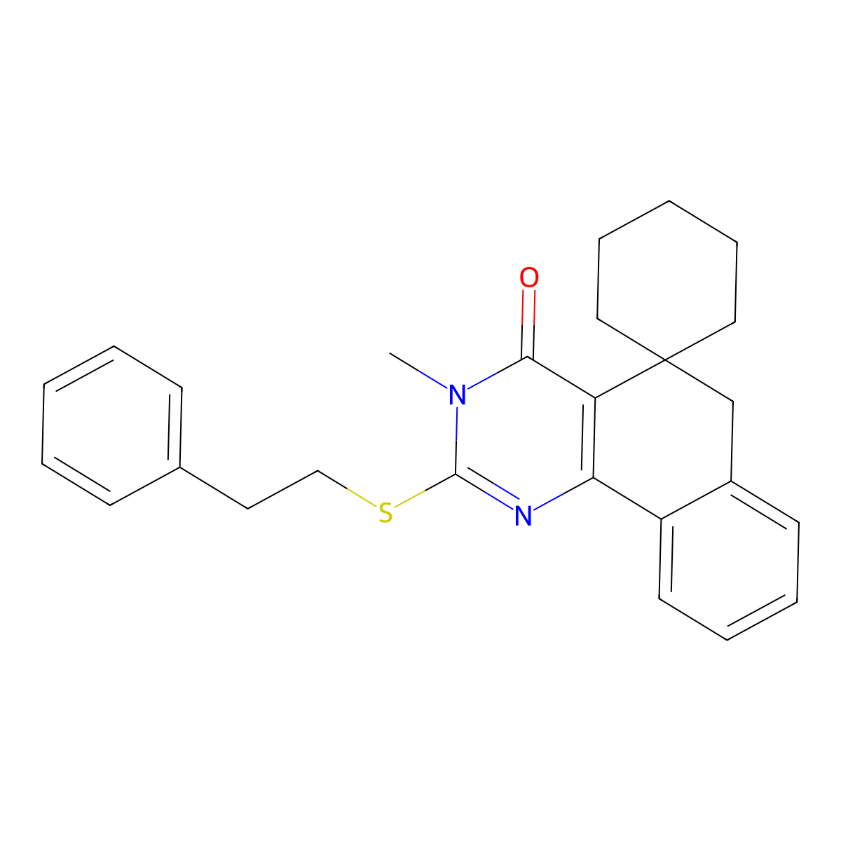 3-methyl-2-[(2-phenylethyl)sulfanyl]-3H-spiro[benzo[h]quinazoline-5,1'-cyclohexan]-4(6H)-one molecular structure, CAS 331961-74-1