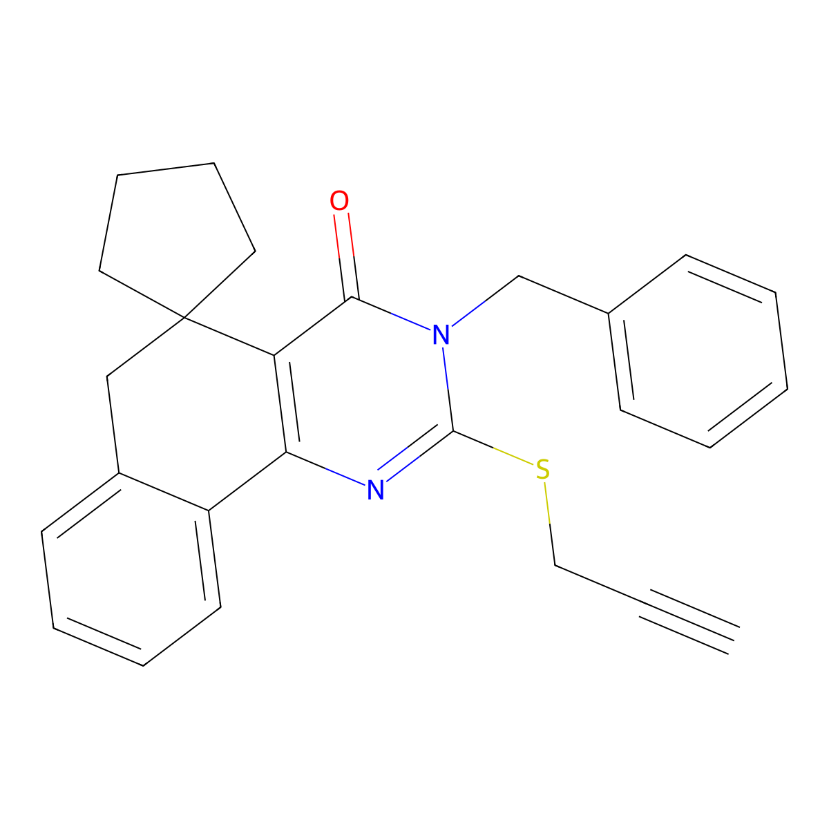 3-benzyl-2-prop-2-ynylsulfanylspiro[6H-benzo[h]quinazoline-5,1'-cyclopentane]-4-one molecular structure, CAS 331961-86-5