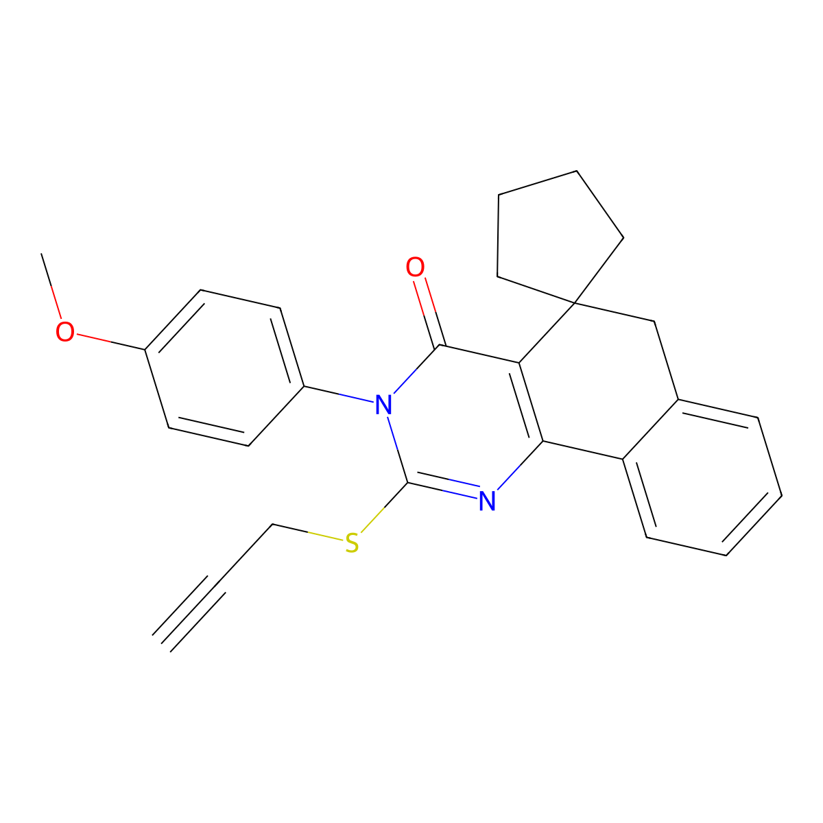 3-(4-methoxyphenyl)-2-prop-2-ynylsulfanylspiro[6H-benzo[h]quinazoline-5,1'-cyclopentane]-4-one molecular structure, CAS 331961-87-6