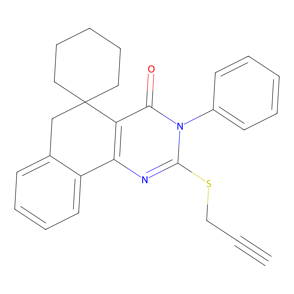 3-phenyl-2-prop-2-ynylsulfanylspiro[6H-benzo[h]quinazoline-5,1'-cyclohexane]-4-one molecular structure, CAS 331961-89-8