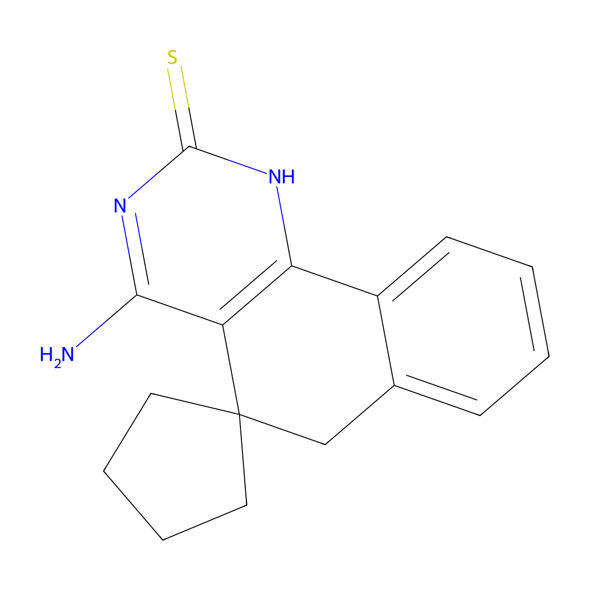 4-amino-5,6-dihydrospiro(benzo[h]quinazoline-5,1'-cyclopentane)-2(1H)-thione molecular structure, CAS 331961-95-6