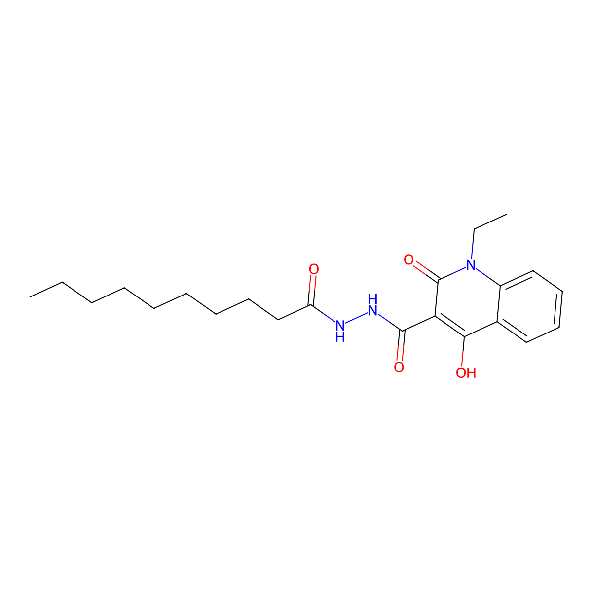 N'-decanoyl-1-ethyl-4-hydroxy-2-oxo-1,2-dihydroquinoline-3-carbohydrazide molecular structure, CAS 331963-23-6