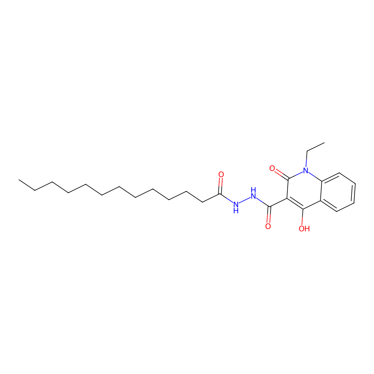 1-Ethyl-4-hydroxy-2-oxo-N'-tridecanoyl-1,2-dihydroquinoline-3-carbohydrazide molecular structure, CAS 331963-29-2