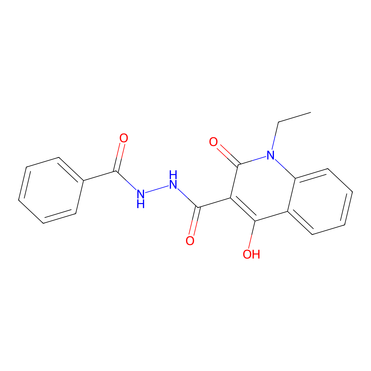 N'-benzoyl-1-ethyl-4-hydroxy-2-oxoquinoline-3-carbohydrazide molecular structure, CAS 331963-41-8