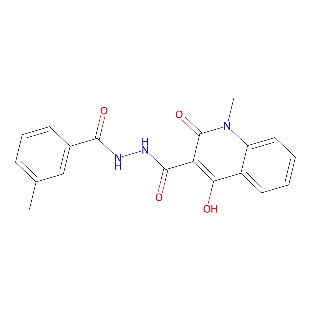 4-hydroxy-1-methyl-N'-[(3-methylphenyl)-oxomethyl]-2-oxo-3-quinolinecarbohydrazide molecular structure, CAS 331963-55-4