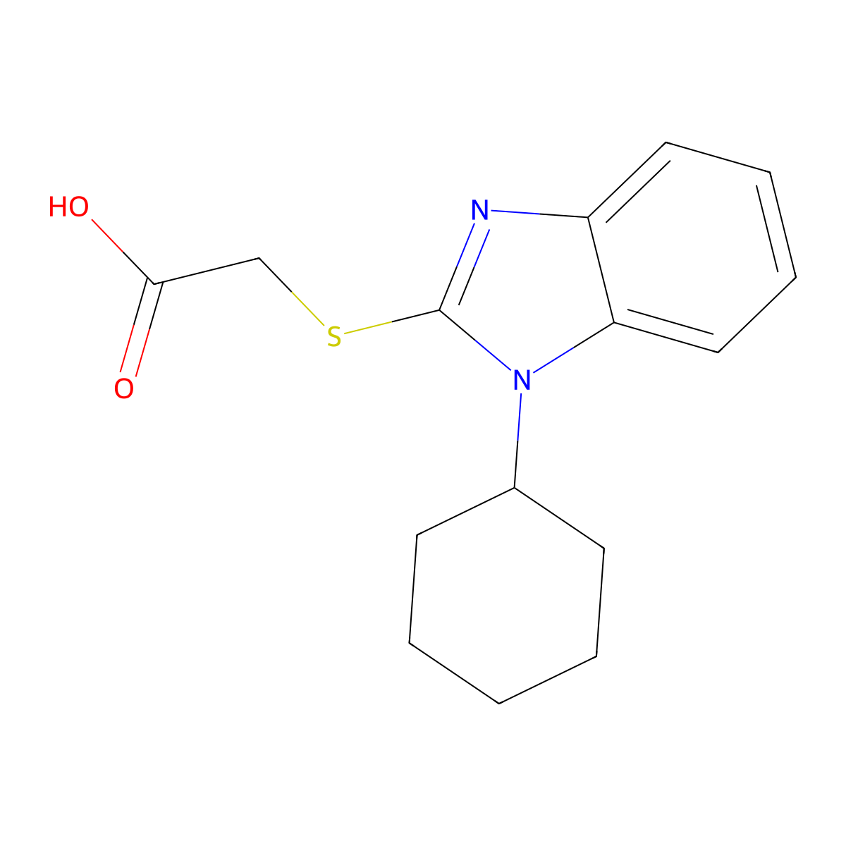 [(1-cyclohexyl-1H-benzimidazol-2-yl)thio]acetic acid molecular structure, CAS 331963-97-4