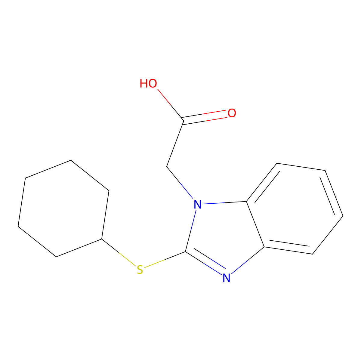 [2-(cyclohexylthio)-1H-benzimidazol-1-yl]acetic acid molecular structure, CAS 331964-12-6