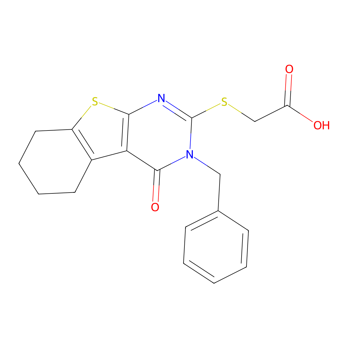 [(3-Benzyl-4-oxo-3,4,5,6,7,8-hexahydro[1]benzothieno[2,3-d]pyrimidin-2-yl)sulfanyl]acetic acid molecular structure, CAS 331964-33-1