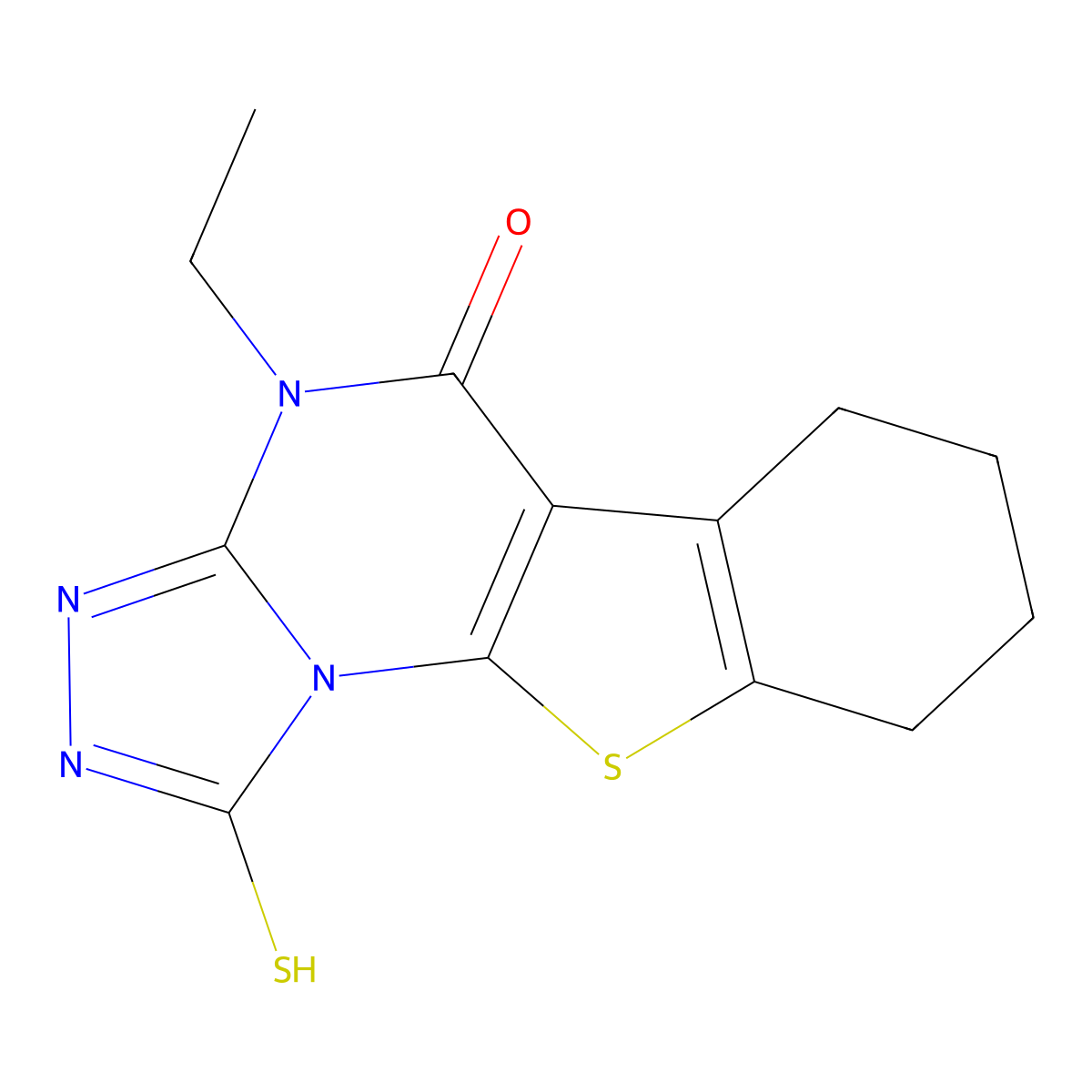 4-ethyl-1-sulfanyl-6,7,8,9-tetrahydro[1]benzothieno[3,2-e][1,2,4]triazolo[4,3-a]pyrimidin-5(4H)-one molecular structure, CAS 331964-53-5