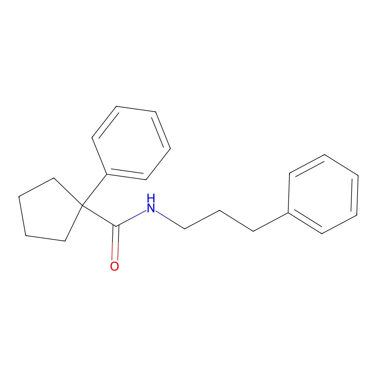 1-phenyl-N-(3-phenylpropyl)cyclopentane-1-carboxamide molecular structure, CAS 331964-68-2