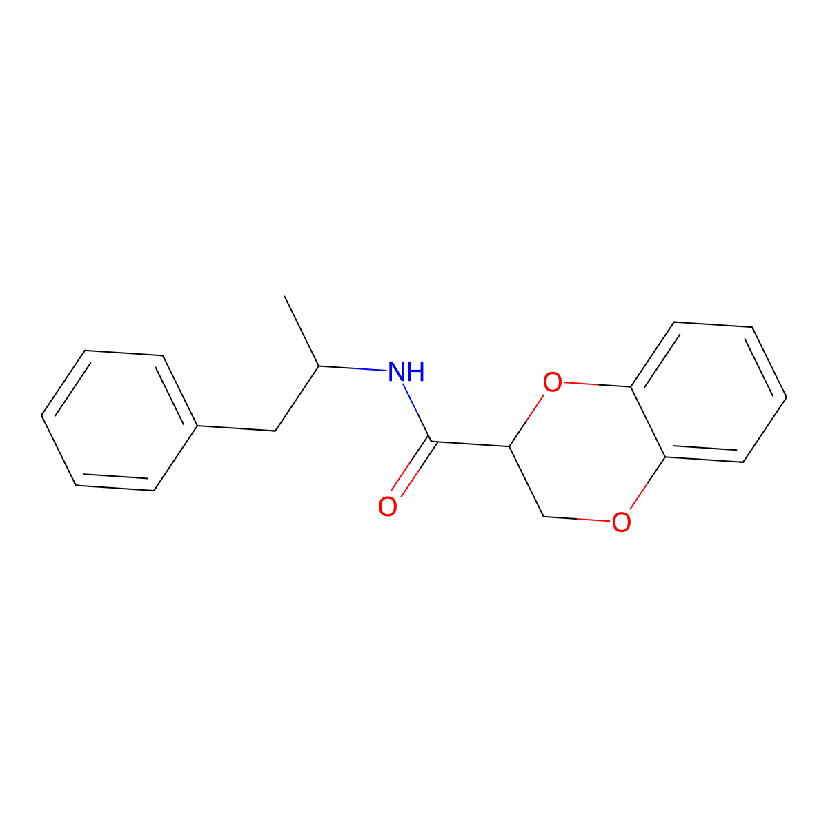 N-(1-phenylpropan-2-yl)-2,3-dihydro-1,4-benzodioxine-3-carboxamide molecular structure, CAS 331964-70-6